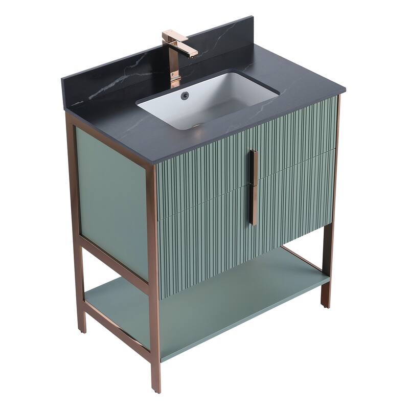 Fine Fixtures Serenity Modern Bathroom Vanity with Black Sintered Stone Top