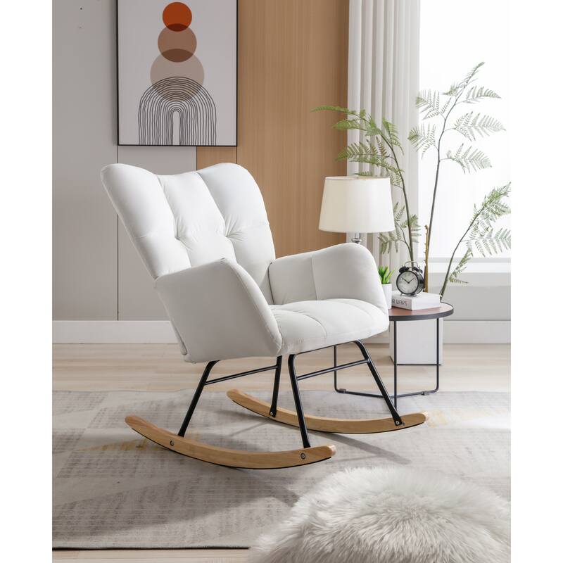 31.5" High Back Buttons Tufted Rocking Chair