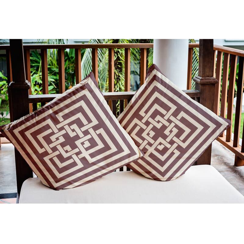 Greek New Key Nautical Indoor/Outdoor Throw Pillow