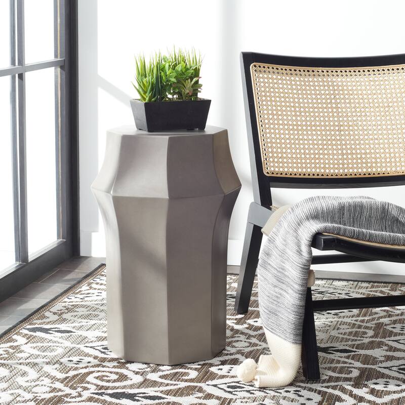 SAFAVIEH Evda Concrete Indoor/Outdoor Accent Table - 16" W x 16" D x 24" H - 16Wx16Dx24H - Grey