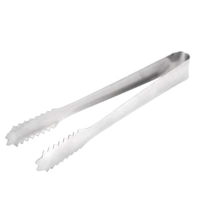 Restaurant Bar Cocktail Versatile Mini Stainless Steel Ice Tong Clip Clamp - Silver Tone