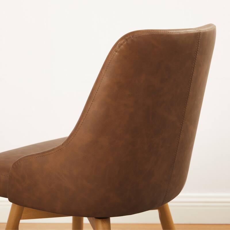 Art Leon Set of 2 Minimalist Dining Chair with Classic Wood Legs