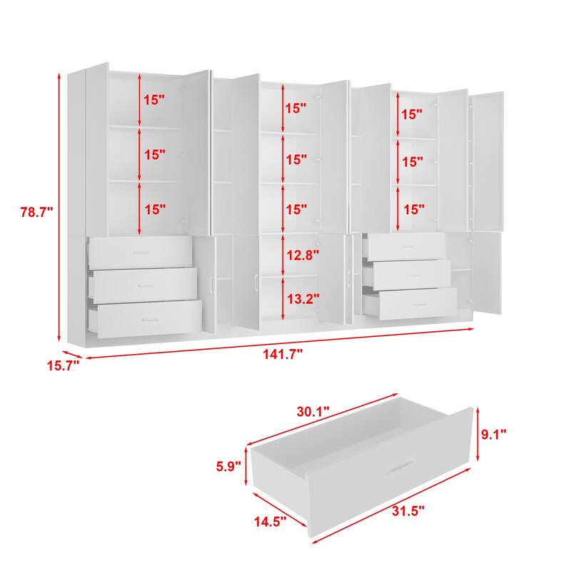 LED-Lit Wood Grain Cabinet - Configurable Storage for Home or Office