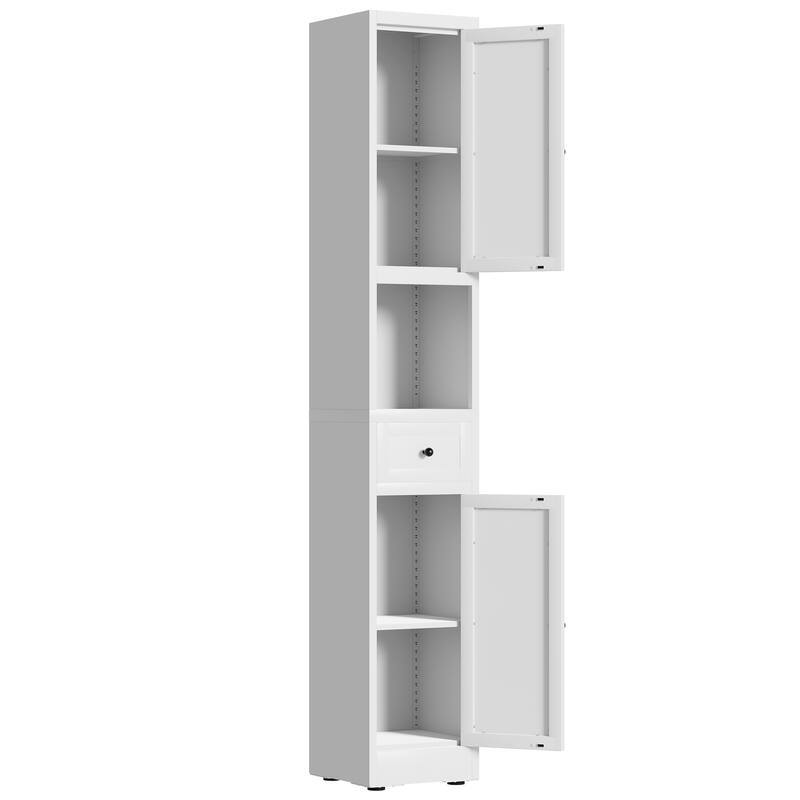 71 Inch Tall Bathroom Storage Cabinet, 5-Tier Narrow Metal Cabinet with 2 Doors & Adjustable Shelves, Freestanding Cabinet
