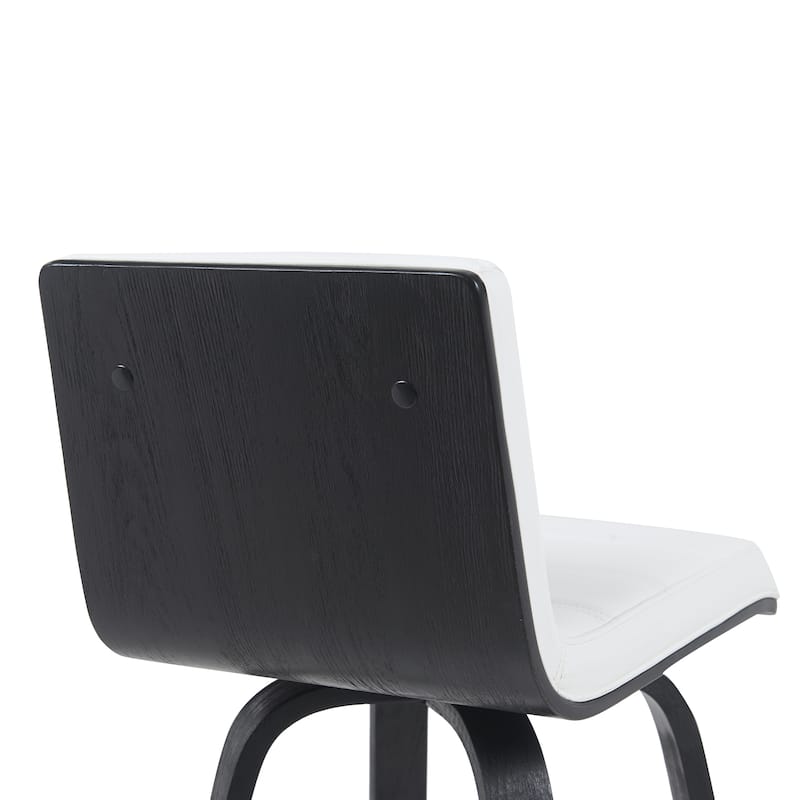 Skara Swivel Bar Stool, Upholstered Bar Height Chair with Bentwood Frame