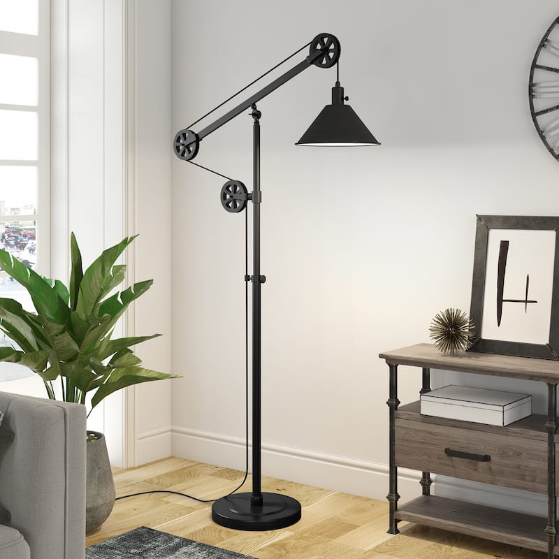 Devonshire Floor Lamp In Blackened Bronze With Pulley System