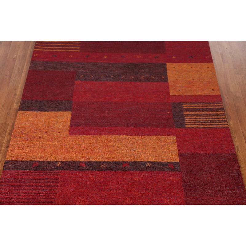 Geometric Gabbeh Indian Area Rug Hand-Tufted Multi-Color Wool Carpet - 5'3" x 7'7"