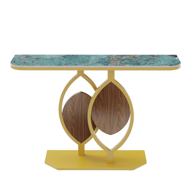 48" Modern Console Marble Table with Gold Base Entryway Living Room - 48"x12"x31"