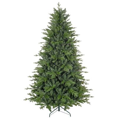 7ft Artificial Christmas Tree with 2445 Tips, Foldable Metal Stand, Easy Assembly, Hinged Xmas Tree for Home, Office, Holiday
