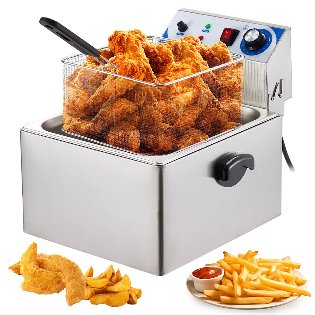 Commercial Stainless Steel Electric Deep Fryer with Basket and Lid