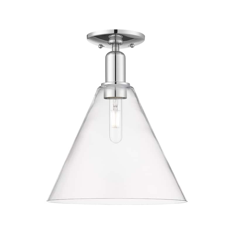 Innovations Lighting 716-1C-15-12 Berkshire Glass Semi-Flush Berkshire - Polished Chrome / Clear