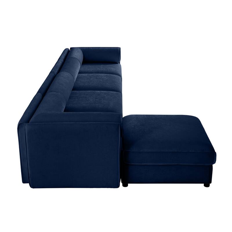 142.5" Chenille Upholstered L-Shaped Modular Sectional Sofa with Storage Seat, DIY Combination
