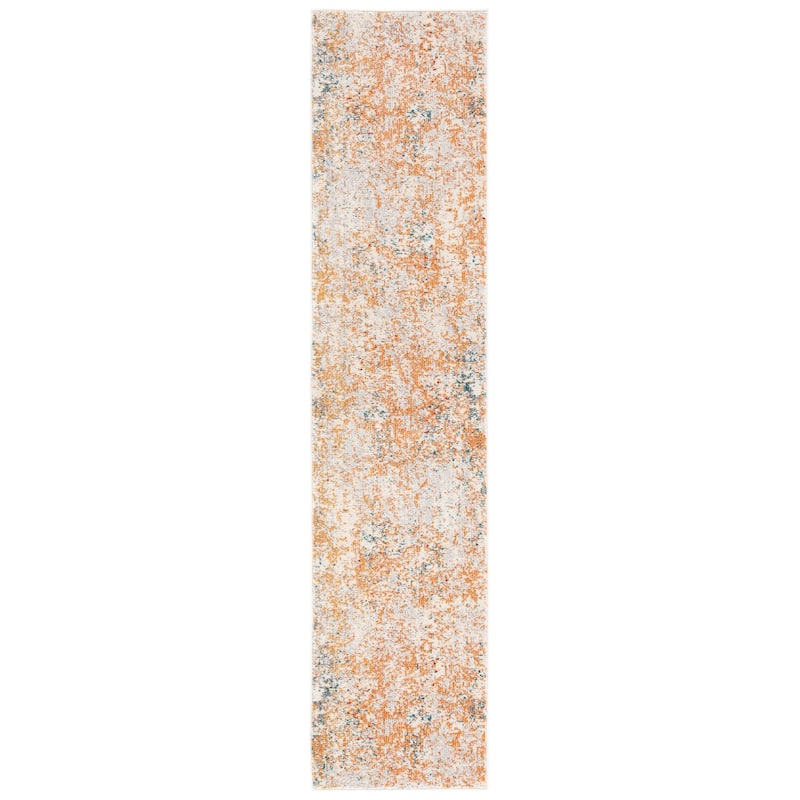 SAFAVIEH Madison Lita Modern Abstract Rug - 2' x 8' Runner - Ivory/Orange