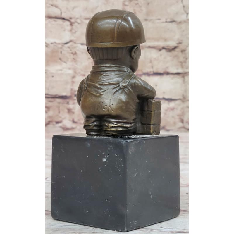 Construction Worker Bricklayer Builder Contractor Bronze Statue Gift Figurine Bookend 5.5 Inches 2.5 Inches