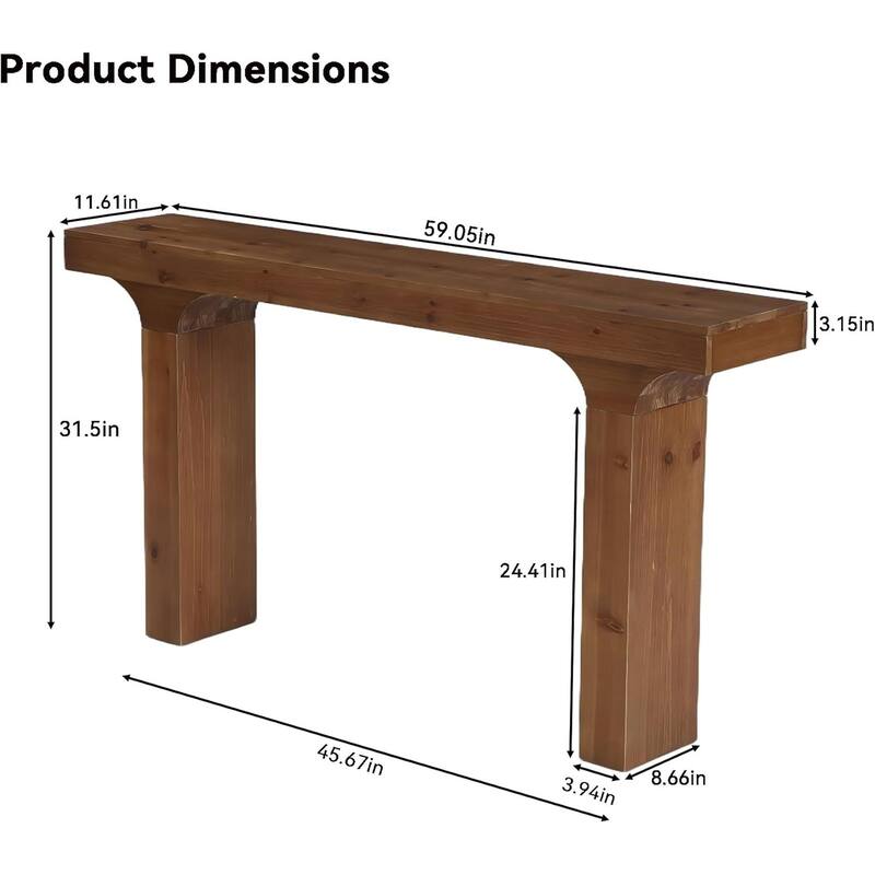 Solid Wood Console Table, 59" Farmhouse Entryway Sofa Table Behind The Couch - 59" L x 12" W x 32" H