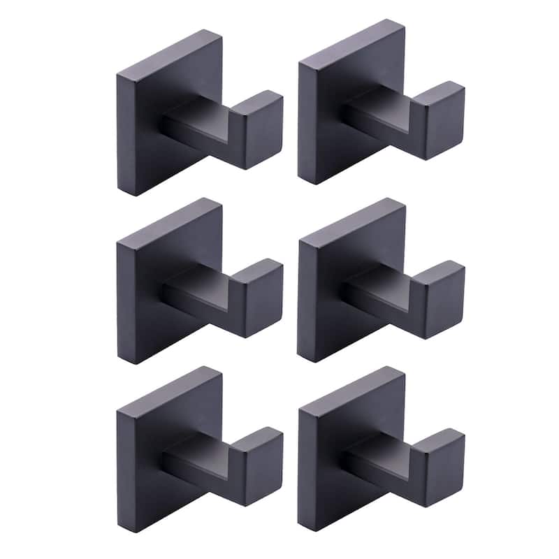 WOWOW J-Hook Wall Mount Robe/Towel Hook 6PCS - Matte Black