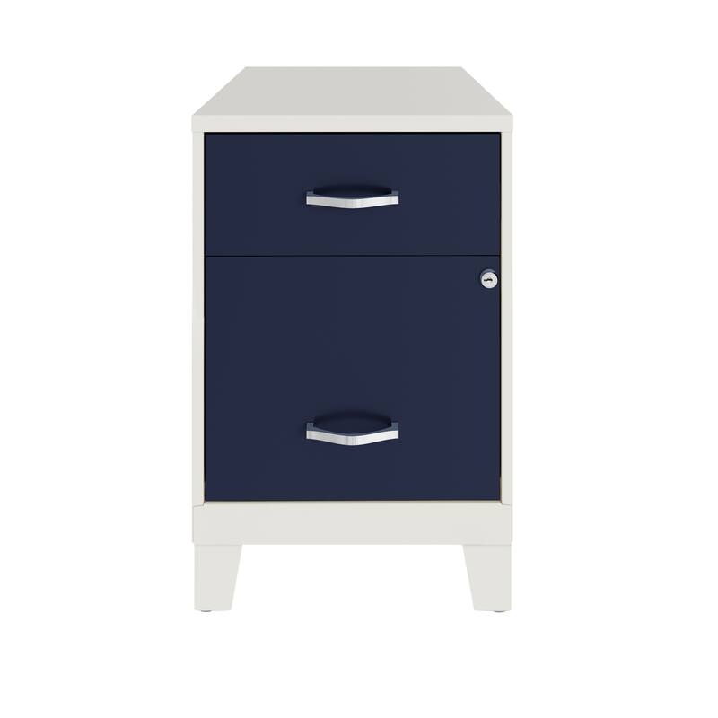 Space Solutions 18"D 2 Drawer Vertical File Cabinet with Accessory Drawer and Legs - Blue