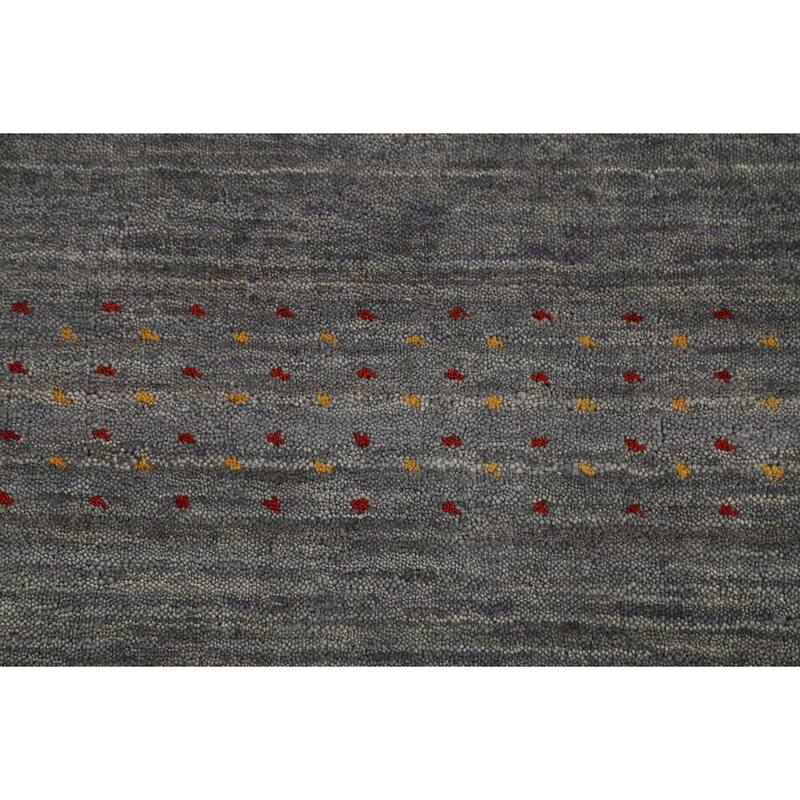 Gray Gabbeh Runner Rug Hand-Knotted Wool Carpet - 2'8"x 9'6"