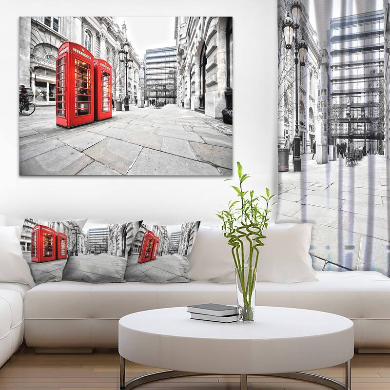 Phone Booths on Street - Cityscape Canvas print - 40 in. wide x 30 in. high