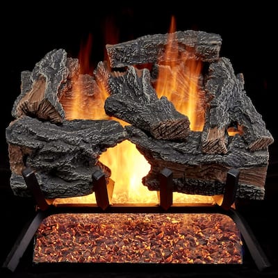 HearthSense Natural Gas Vented Fireplace Logs Set with Match Light, 45000 BTU, Heats up to 1650 Sq. Ft, 18 Inches