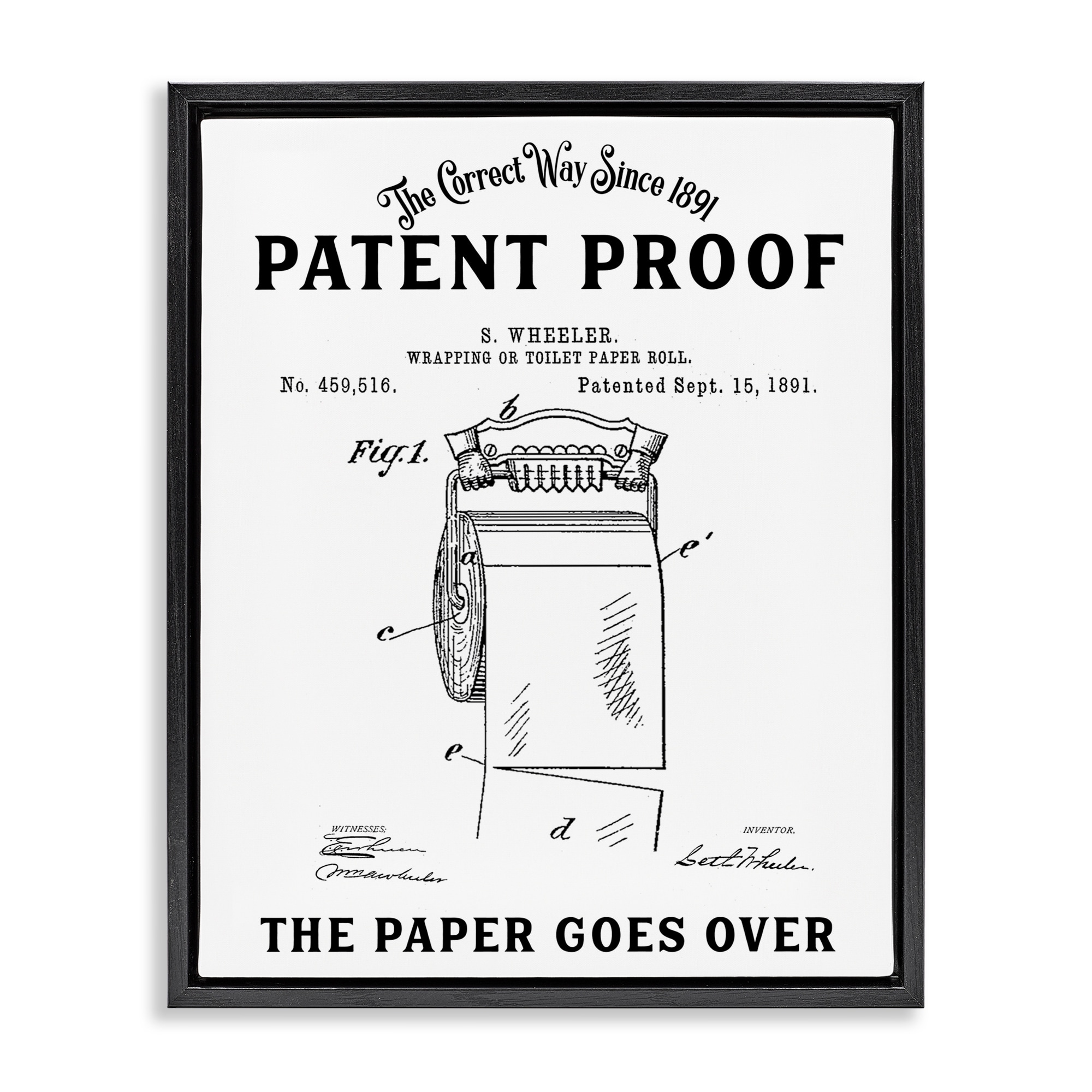 Stupell Toilet Paper Goes Over Framed Floater Canvas Wall Art Design By Lettered and Lined