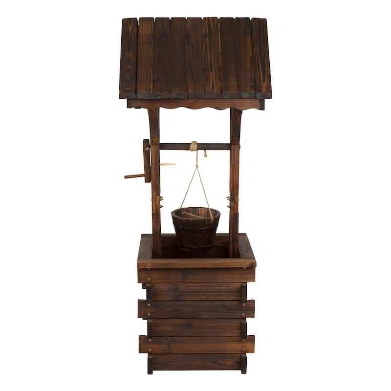 Rustic Charm Garden Centerpiece 4-Foot Wooden Wishing Well Planter