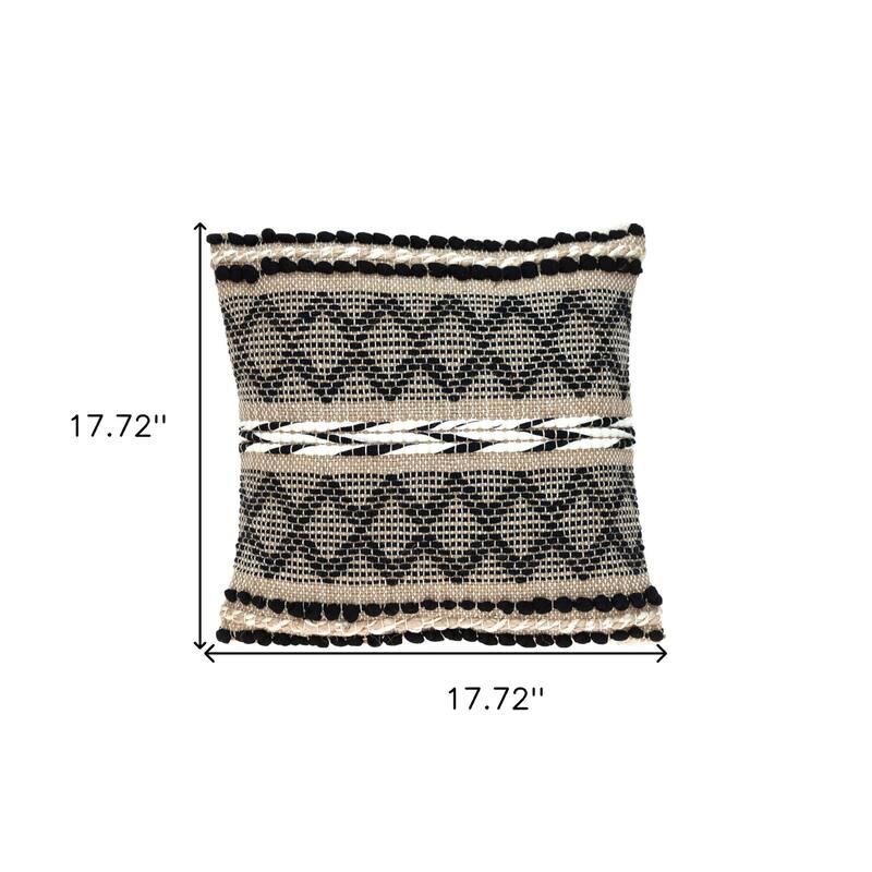 HomeRoots Black And Sand Woven Decorative Pillow