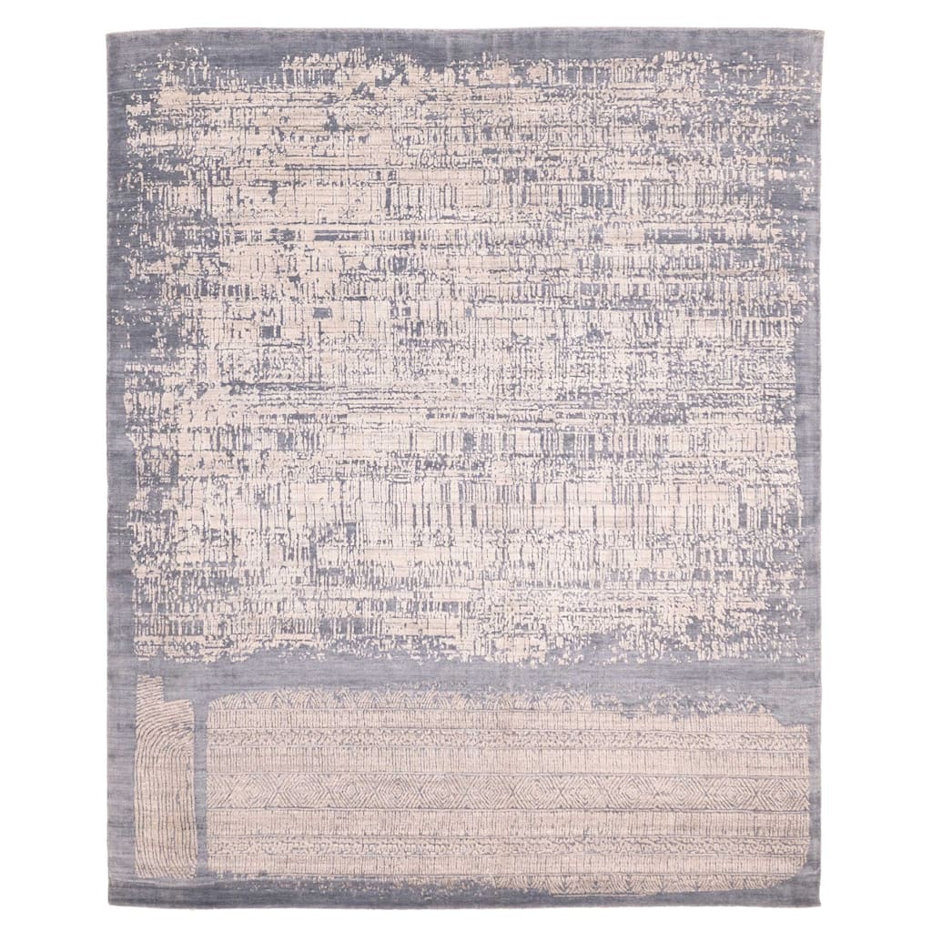 ECARPETGALLERY Hand Loomed Elysian Light Denim Blue Rug - 8'1 x 9'10