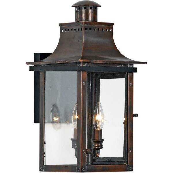 slide 2 of 5, Chalmers 2-Light Outdoor Wall Lantern in Aged Copper Aged Copper