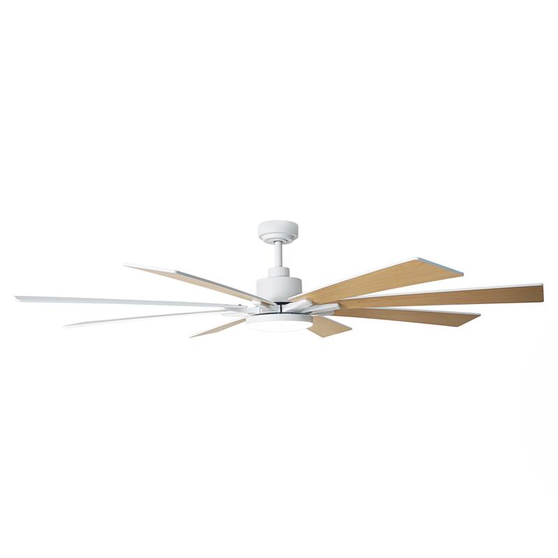 72" Industrial Large Reversible White Ceiling Fan with Light and Remote Control
