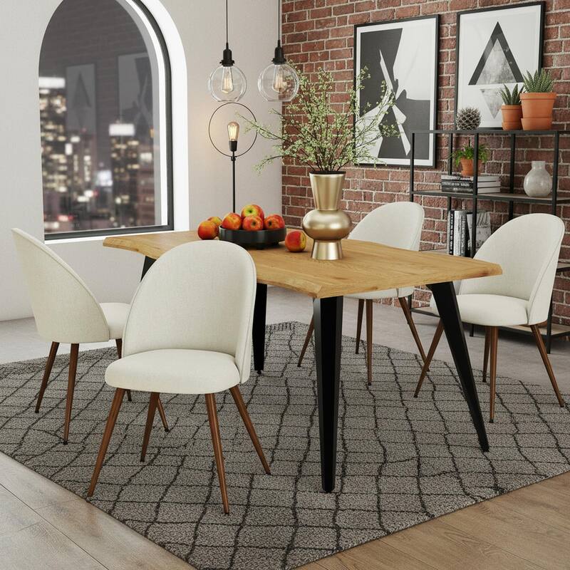 Homy Casa 5-Piece Dining Set with Modern Table and Upholstered Side Chairs