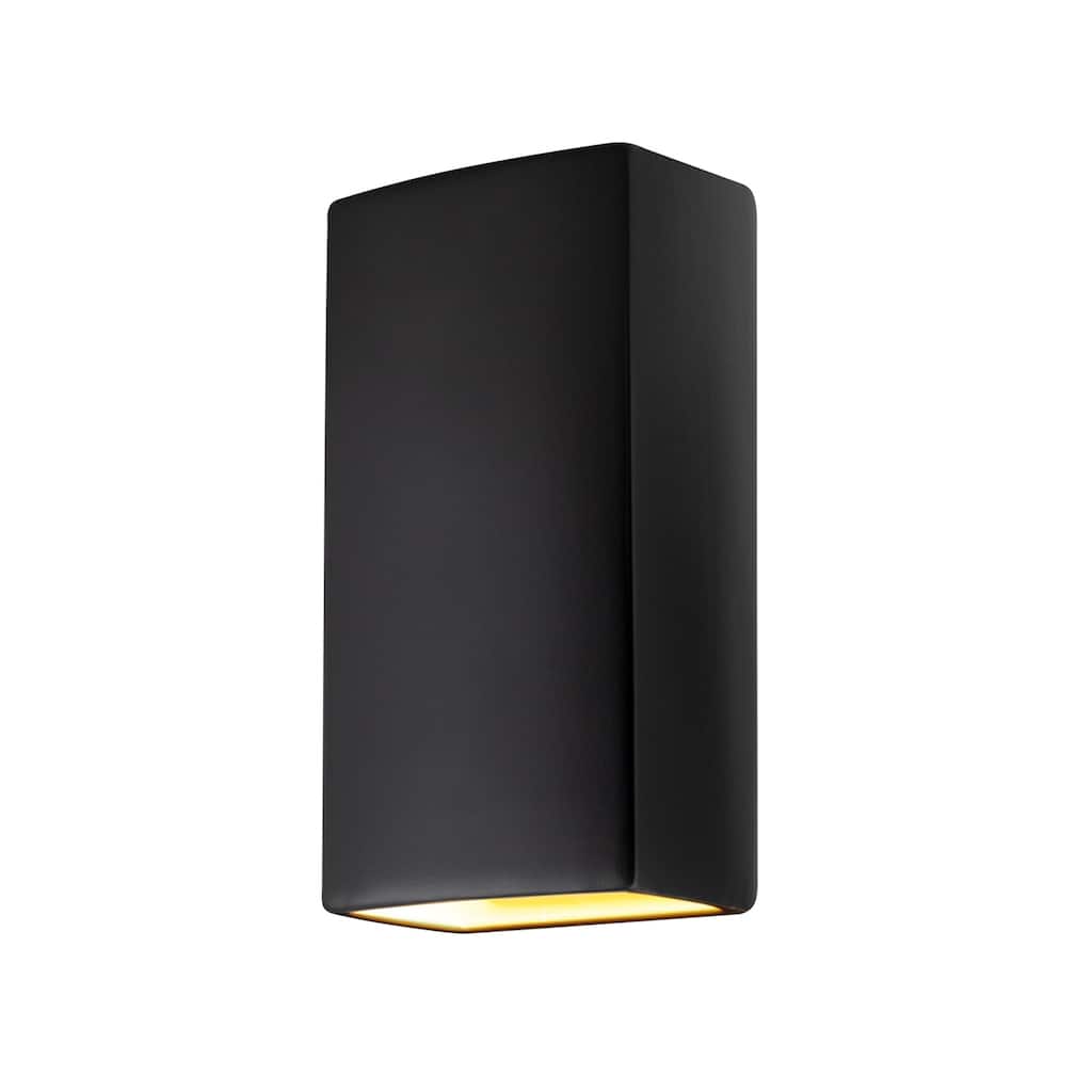 Justice Design Group Ambiance Really Big Rectangle Carbon Matte Black Outdoor Closed Top Wall Sconce