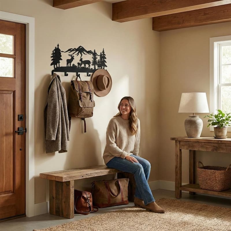 Metal Deer Family Wall Mounted Coat Rack