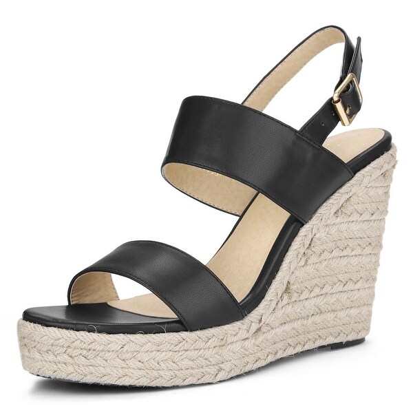 ladies black wedge sandals