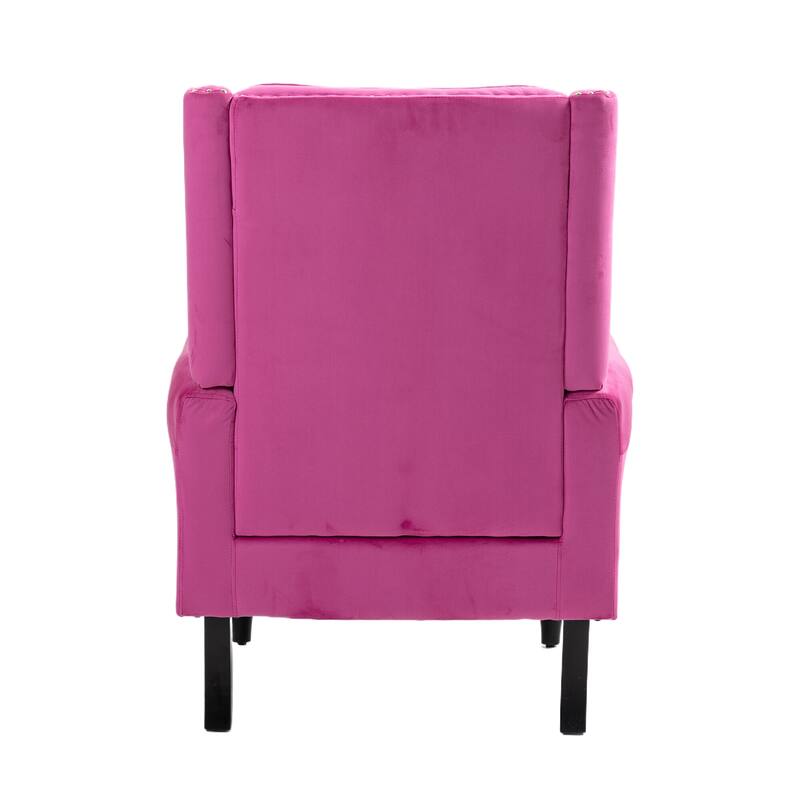Tufted High Back Chair Living Room Wood Frame Armchair