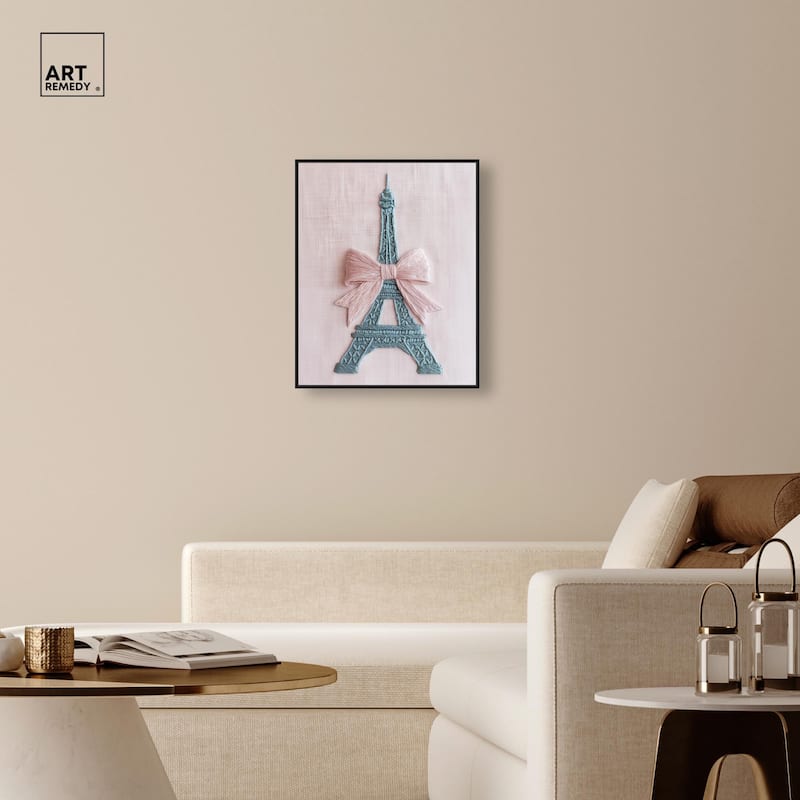 Stitched Eiffel Tower Bow Canvas by Art Remedy