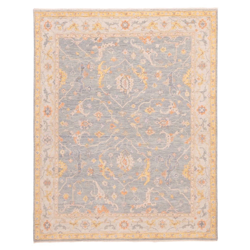 ECARPETGALLERY Hand-knotted Modern Oushak Light Denim Blue Wool Rug - 8'1 x 10'1
