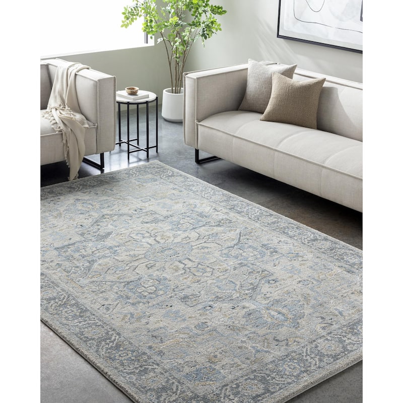 Livabliss Avellino Traditional Area Rug - 7'10" x 10' - Grey/Teal - Rectangle