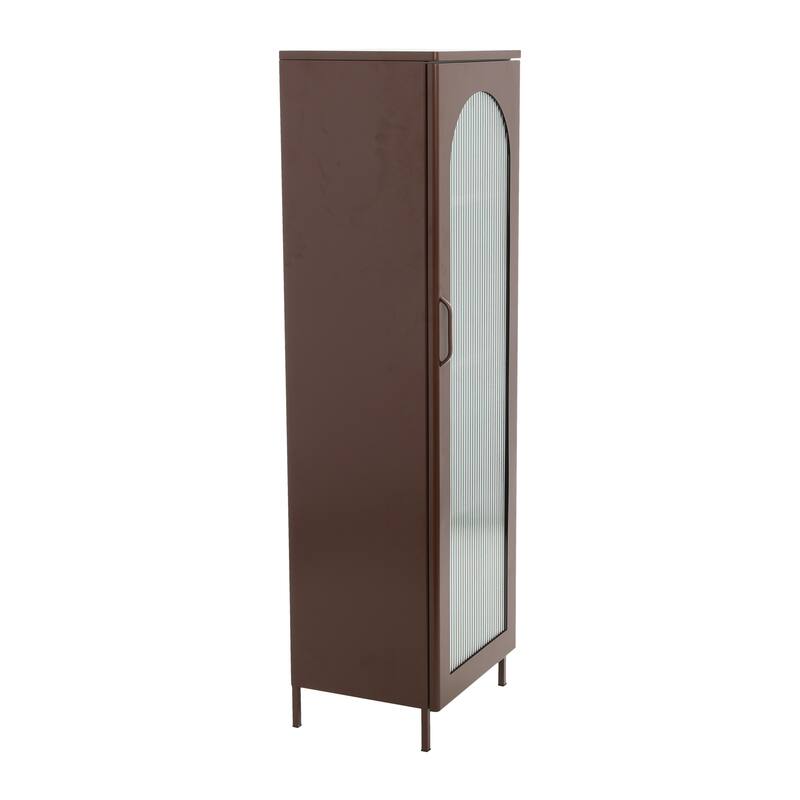 Solstice Metal Cabinet with 3 Adjustable Storage Shelves and Arched Glass Door