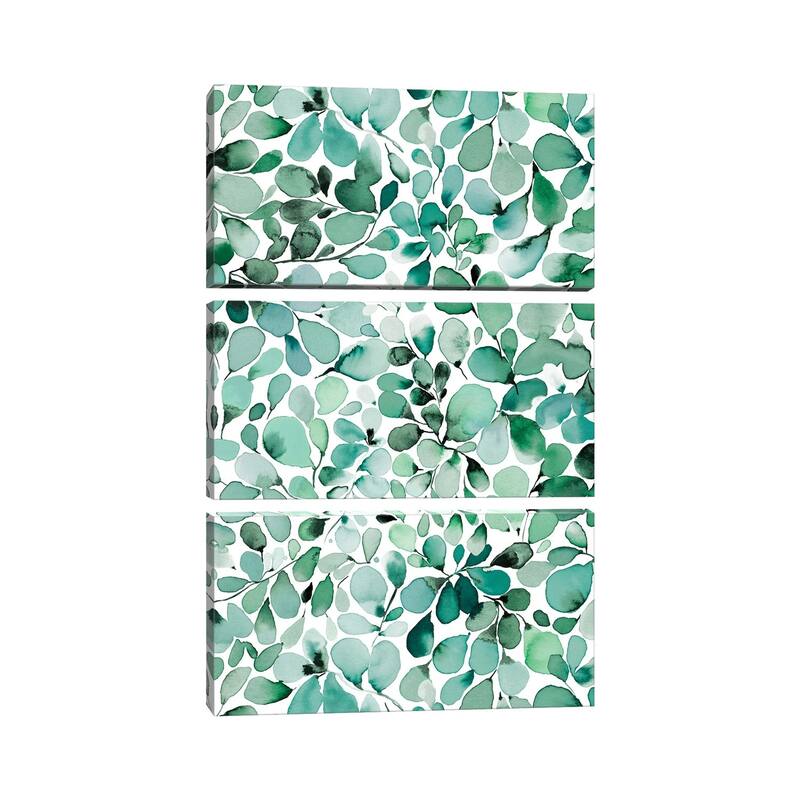 iCanvas "Cozy Leafy Eucalyptus Green" by Ninola Design 3-Piece Canvas Wall Art Set