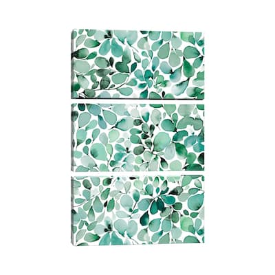 iCanvas "Cozy Leafy Eucalyptus Green" by Ninola Design 3-Piece Canvas Wall Art Set