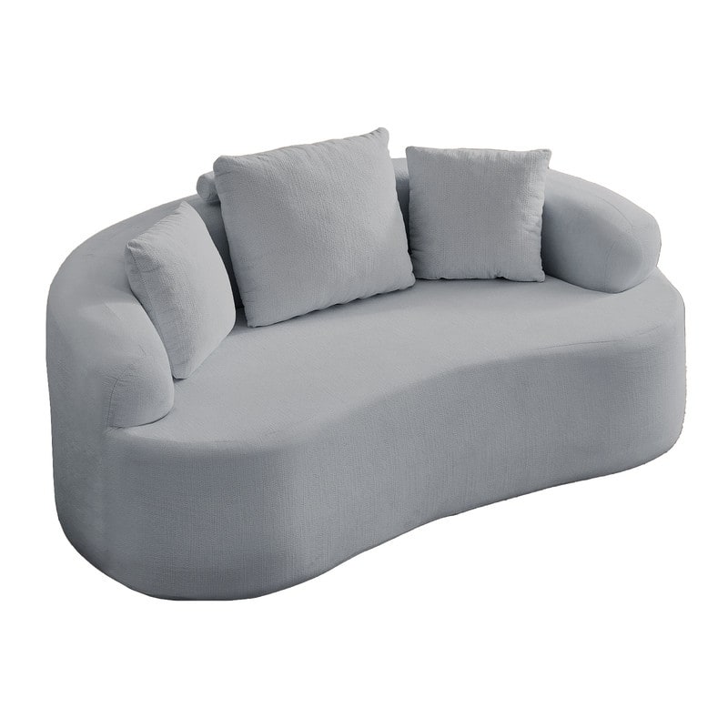 Mixoy Compact Loveseat Sofa with Chenille Upholstery,No Assembly Curved Couch for Small Spaces,Apartment