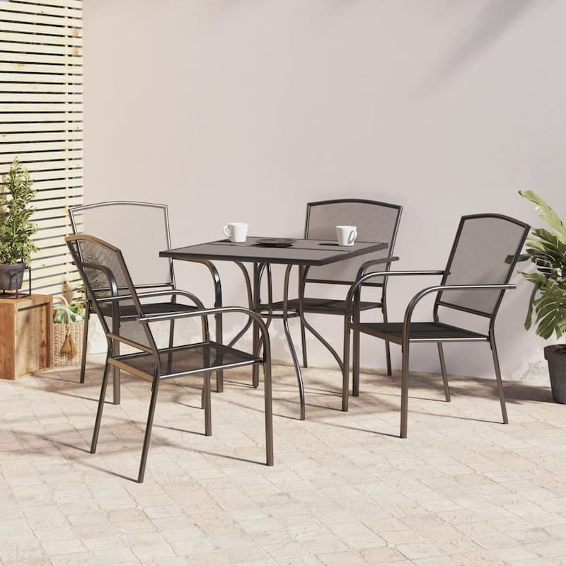 vidaXL Garden Dining Set Anthracite Steel - Anthracite 31.5" table length