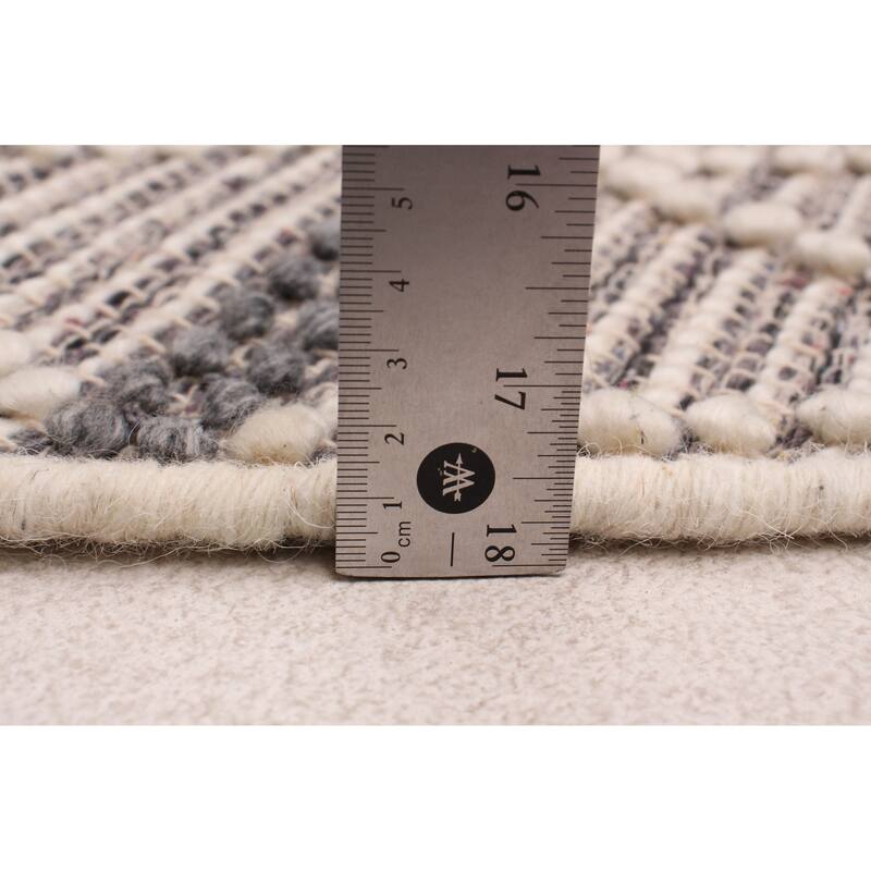 ECARPETGALLERY Braid weave Sienna Cream, Grey Wool Rug - 4'10 x 4'10