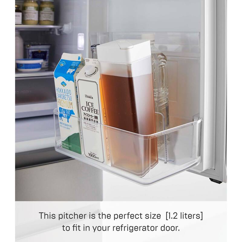 Yamazaki Home Water Pitcher, ABS Plastic, 0.4 gallons, 1.2 liters - L 3.35 x W 3.35 x H 10.83 inches