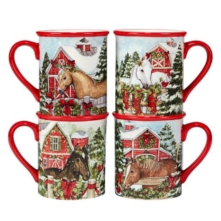 Certified International Homestead Christmas 16 oz. Mugs, Set of 4 - On Sale  - Bed Bath & Beyond - 34506276