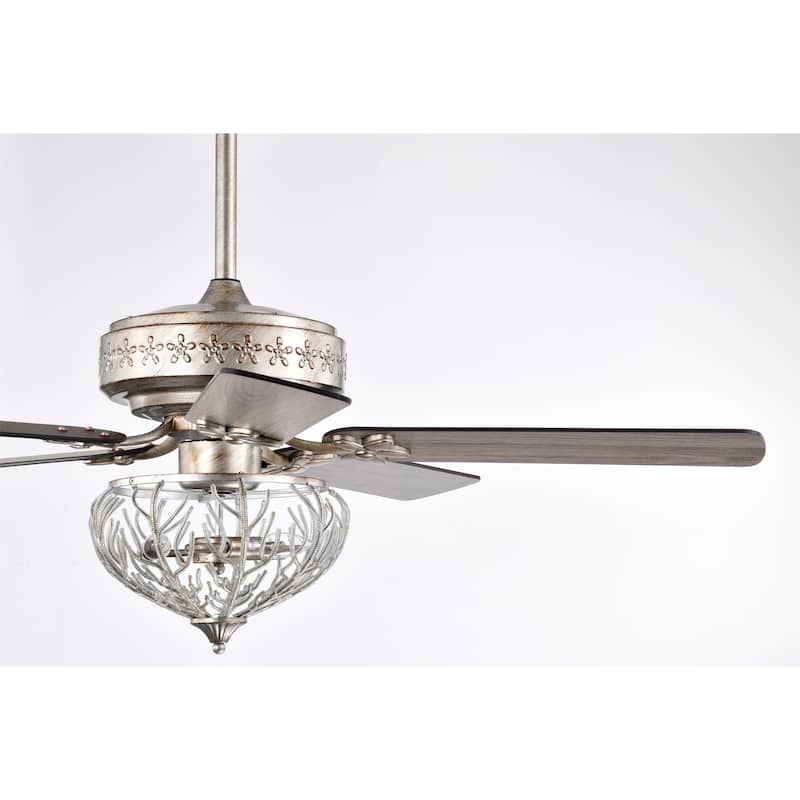 Kannon 52 Inch Ceiling Fan Antique Silver Finish Shabby Chic Style with Remote