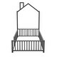 preview thumbnail 8 of 24, Twin Size Metal House Bed with Guardrails & Chimney