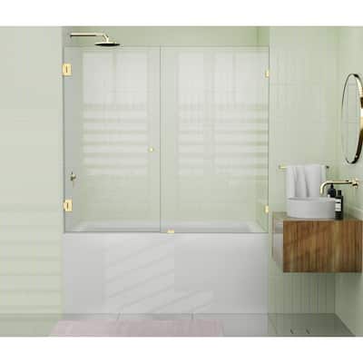 Glass Warehouse 58.25" x 57.5" Frameless Shower Bath Door - Wall Hinge