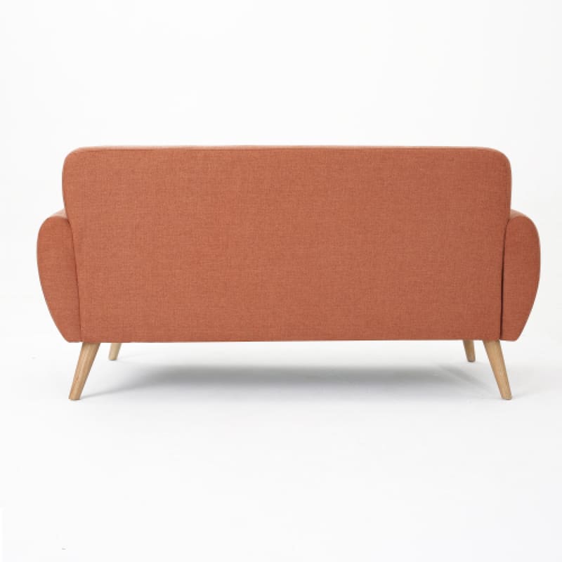 Roomfitters Mid-Century Loveseat Sofa, Upholstered Tufted Couch for Living Room, Modern Accent Seating, Burnt Orange